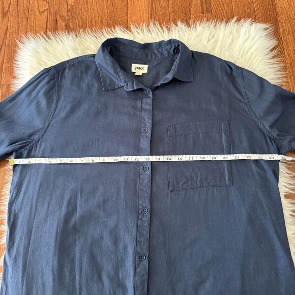 Pact Organic Cotton Shirt Women’s XL Blue Button Down Long Sleeve Pocket Casual - Picture 6 of 9